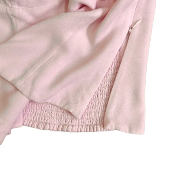 Aritzia Wilfred Novella Pastel Pink Crepe Smocked Crop Top Blouse S Puff Sleeve - Picture 5 of 11